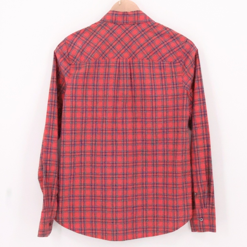 J Crew Red Blue Plaid‎ Popover Tunic Top Womens Western Country Preppy  Size 4 - Picture 7 of 10